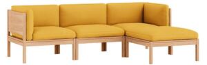MOEBE - 3 Seater Sofa with Sides + Chaise Longue - ​​The MOEBE Modular Sofa - Modulär soffa - Field 463 / Oak - H73 x W219 x D146 cm