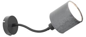 Vägglampa svart med skärmgrå strömbrytare och flexarm - Merwe