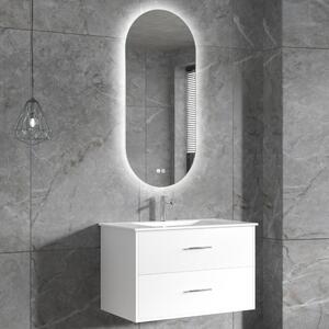 Badrumsmöbel | Oval LED-spegel | Kommod med blandare | Nimbo - 60 cm
