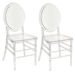 Set om 2 Matstolar Transparent Plast Modern Elegant Stil Matsal Kök Beliani