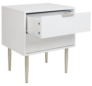Sängbord Vit MDF 2 Förvaringslådor Metallben Handtag Skandinavisk Modern Design Sovrum Beliani