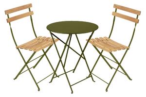 Fermob - Bistro matgrupp Ø60cm & 2 trä stolar pesto - Matgrupper utomhus