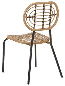 Set med 8 stolar Naturlig Konstrotting Svart stålram Flätat ryggstöd och sits Boho Design Beliani