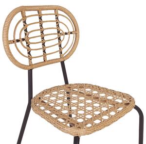 Set med 4 stolar Naturlig Konstrotting Svart stålram Flätat ryggstöd och sits Boho Design Beliani