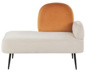 Sängfåtölj i vitt och orange sammetstyg Högerhängd enkelstol Minimalistisk design Beliani