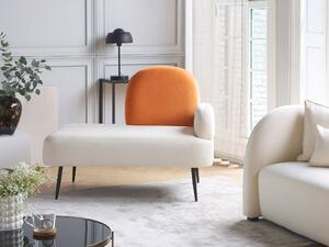 Sängfåtölj i vitt och orange sammetstyg Högerhängd enkelstol Minimalistisk design Beliani