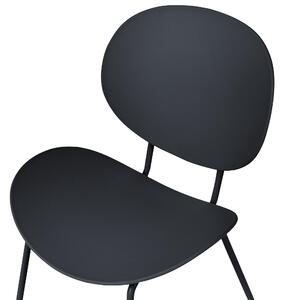 Uppsättning med 2 matstolar Svart syntetisk sits Svarta metallben Minimalistisk design Ryggstöd Modern Skandinavisk Beliani