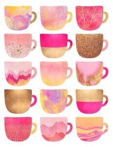 Illustration Pretty Pink Coffee Cups, Elisabeth Fredriksson, (30 x 40 cm)