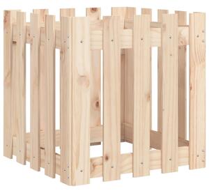 Odlingslåda med staket-design 50x50x50 cm massiv furu