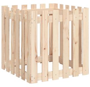 Odlingslåda med staket-design 60x60x60 cm massiv furu