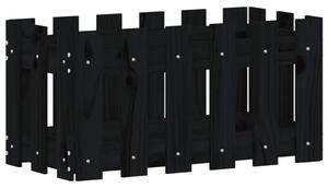 Odlingslåda med staket-design svart 60x30x30 cm massiv furu