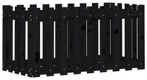 Odlingslåda med staket-design svart 100x50x50 cm massiv furu