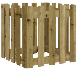 Odlingslåda med staket-design 50x50x50 cm impregnerat furu