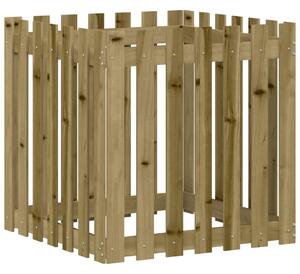 Odlingslåda med staket-design 70x70x70 cm impregnerat furu