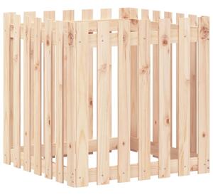 Odlingslåda med staket-design 70x70x70 cm massiv furu