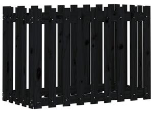 Odlingslåda med staket-design svart 100x50x70 cm massiv furu