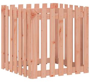Odlingslåda med staket-design 70x70x70 cm massivt douglasträ