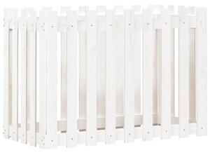 Odlingslåda med staket-design vit 100x50x70 cm massiv furu