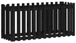 Odlingslåda med staket-design svart 150x50x70 cm massiv furu
