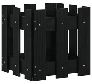 Odlingslåda med staket-design svart 30x30x30 cm massiv furu