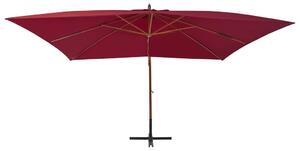 Frihängande parasoll med trästång 400x300 cm vinröd