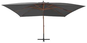 Frihängande parasoll med trästång 400x300 cm antracit