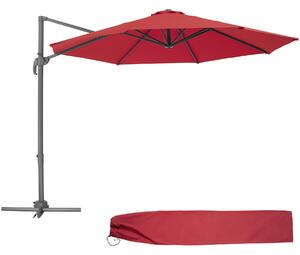 Tectake 403135 parasoll daria inkl. fotpedal och överskyddsdrag - vinröd