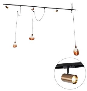 1-fas skensystem med 3 spotlights och hängande lampor mörk brons - Cavalux Jeana