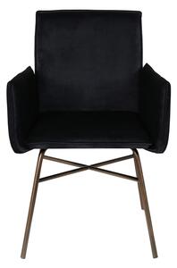 VENTURE DESIGN Pippi matbordsstol, med armstöd - svart sammet/pol1ter linne och kopparstål