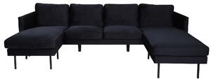 VENTURE DESIGN Zoom U-soffa - svart sammet och svart stål