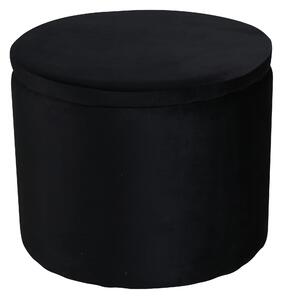 VENTURE DESIGN Dunken sittpuff, m. förvaring, cylinder - svart sammet