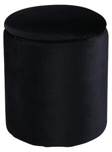VENTURE DESIGN Limpen-puff, med förvaring, cylinder - svart sammet