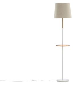 VENTURE DESIGN Hattman golvlampa, med liten bordsskiva - linne, vitt/naturstål och vit marmor