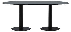 VENTURE DESIGN Pillan matbord, ovalt - svart marmormönstrat glas och svart stål