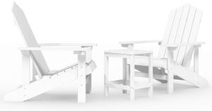 Däckstolar för trädgården med bord HDPE vit