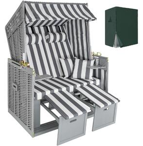 TecTake GmbH 403907 strandkorg med dyna, inklusive skyddsöverdrag - grå/vit