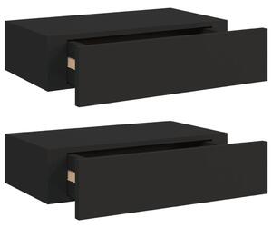 Väggmonterade lådor svart 2 st 40x23,5x10 cm MDF