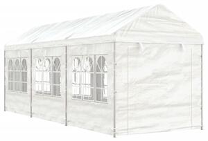 Paviljong med tak vit 6,69x2,28x2,69 m polyeten