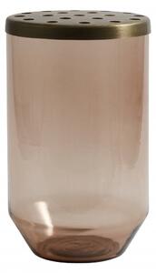 Nordal - OAHU glass vase w/ lid, dusty brown, L