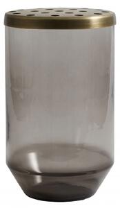 Nordal - OAHU glass vase w/ lid, dusty black, L