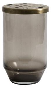 Nordal - OAHU glass vase w/ lid, dusty black, S