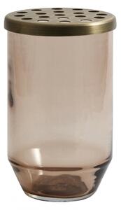 Nordal - OAHU glass vase w/ lid, dusty brown, S