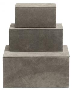 Nordal - BOX set/3, greyish brown, suede leather