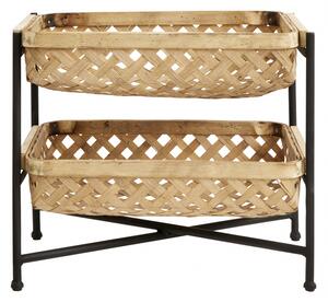 Nordal - BAMBOO tray, 2 baskets, natural/black