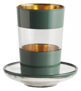 Nordal - Tea glass w/saucer, dark green