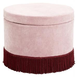 Nordal - Pouf, rose corduroy w/burgundy fringes