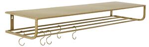 Nordal - Shelf, metal, gold, L, incl. 5 hooks