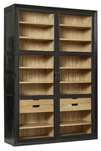 Nordal - VIVA cabinet w/glass doors+drawers black