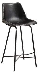 Nordal - VEGA bar chair, leather, iron, black