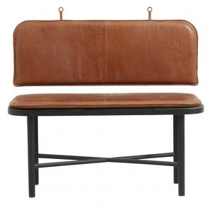 Nordal - GILA bench, wood w/leather cushion